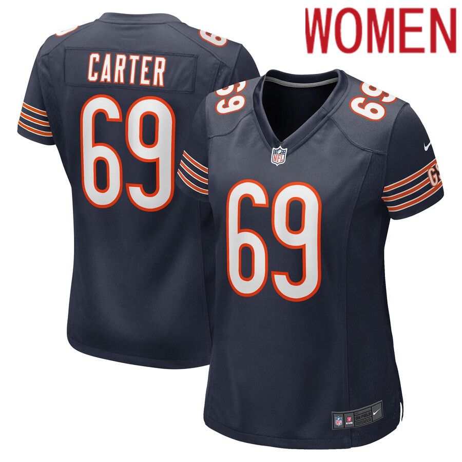 Women Chicago Bears #69 Ja Tyre Carter Nike Navy Game Player NFL Jersey->women nfl jersey->Women Jersey